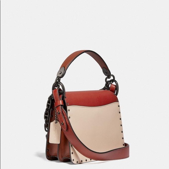 Coach Shoulder Beat 18 in Colorblock with Rivets - Picture 5 of 13